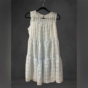 Blue Checkered Sleeveless Dress